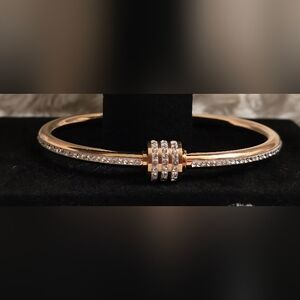 Stainless Steel Rose Gold Overlay Crystal Channel-Set‎ Bracelet 7.5" NWT
